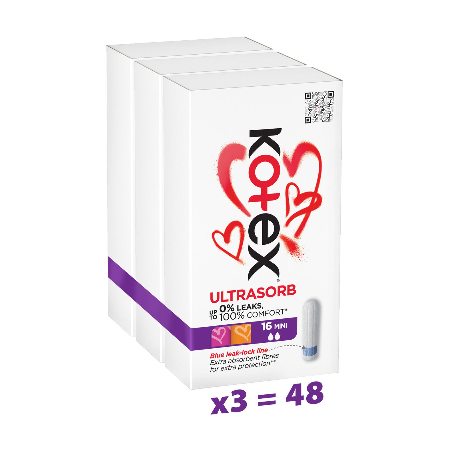 Упаковка тампонів Kotex Mini, 16 шт * 3 шт