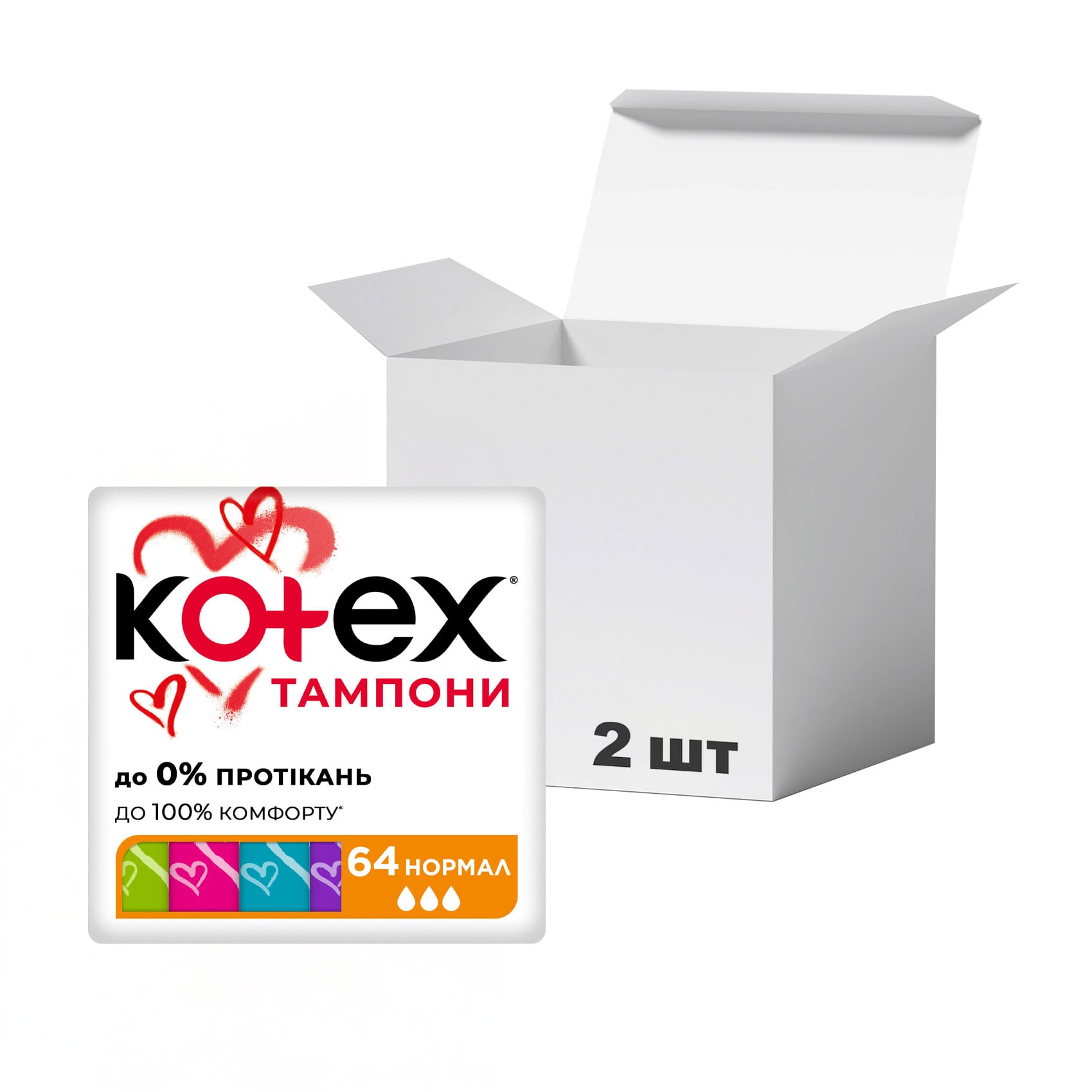 Упаковка тампонів Kotex Normal, 64 шт * 2 шт